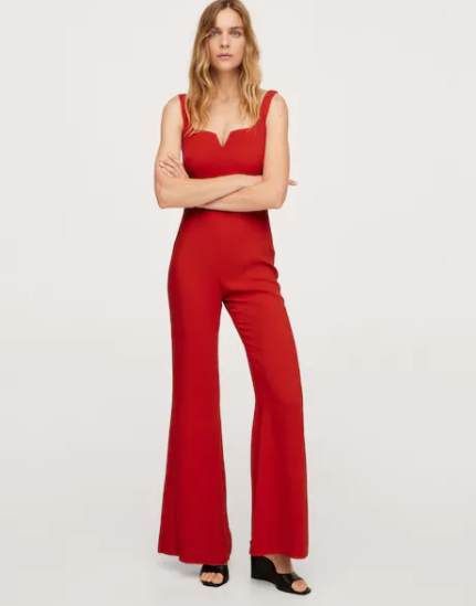 mango long strap jumpsuit